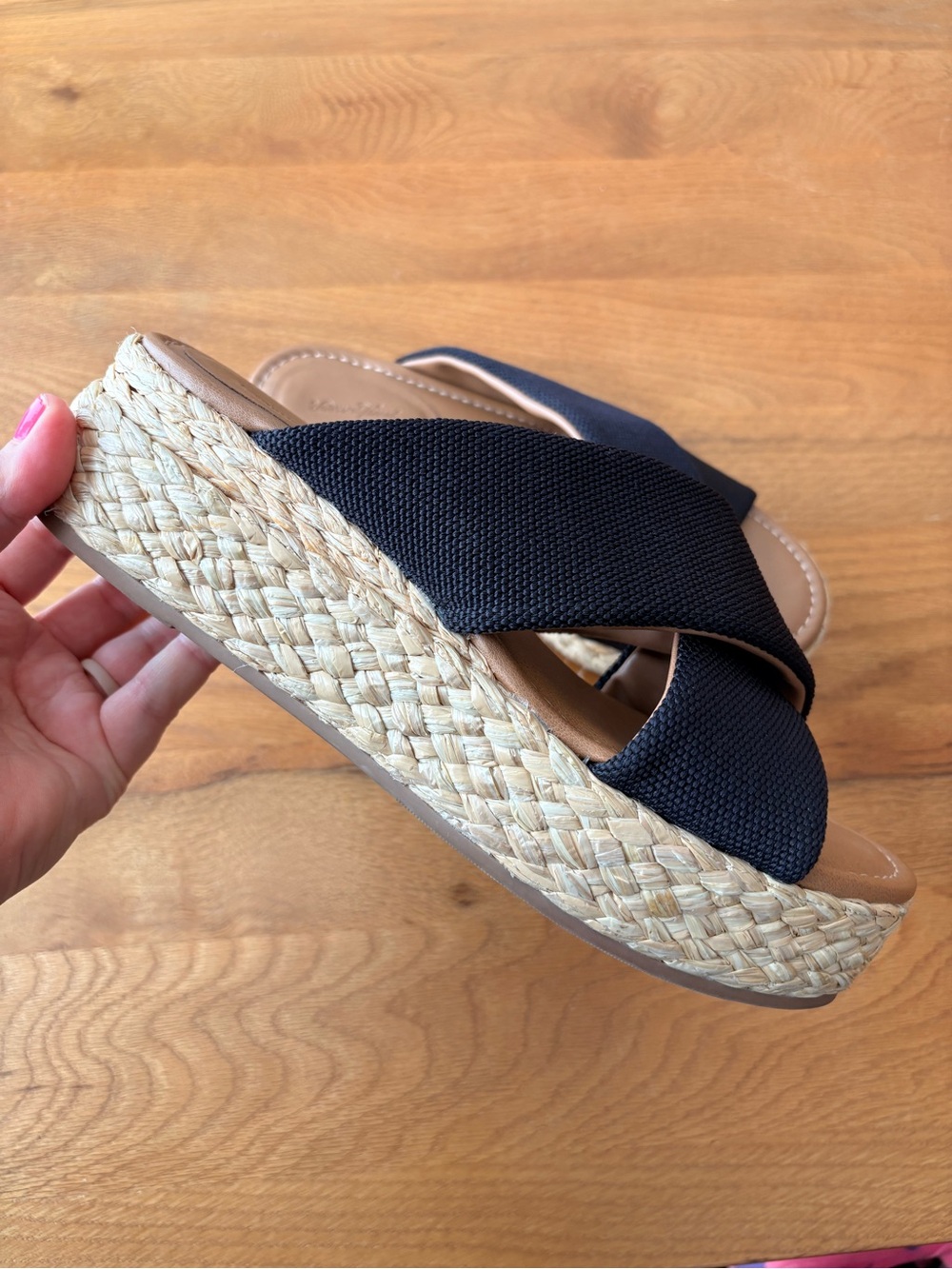 Universal Thread Black Espadrille Platform Sandals womens shoe size 10